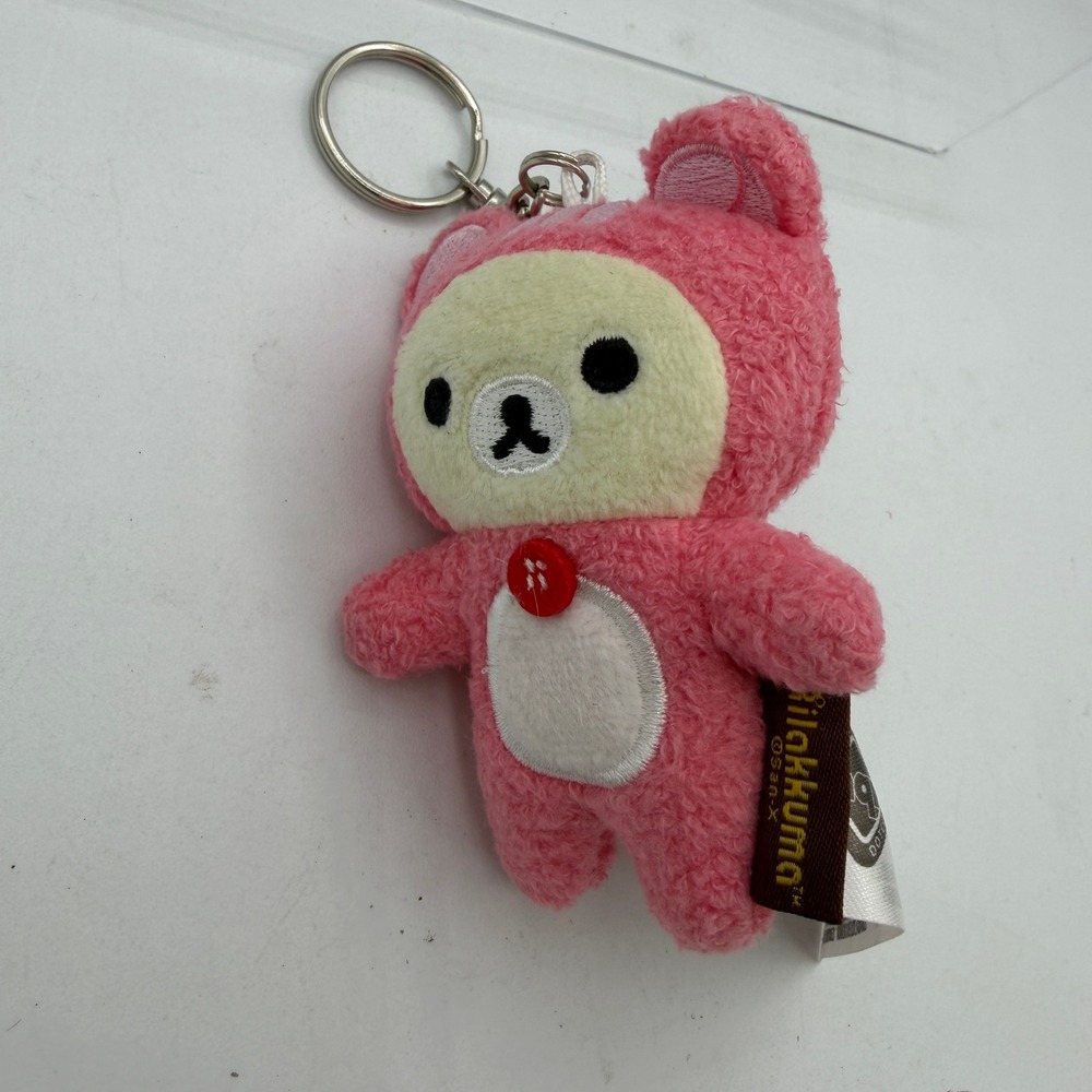 Rilakkuma Korilakkuma Pink Squirrel Plush Keychain Sherpa Bear 4 Inch Rare HTF